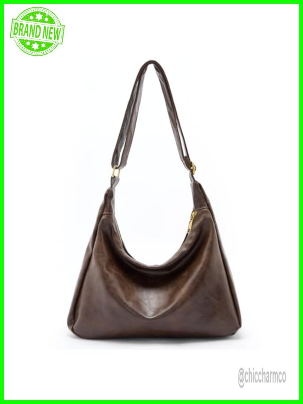 Slouchy Hobo Shoulder Bag Foldable Crossbody PU Leather Purse